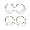 1 Pair Women Earrings Multi-layer Exaggerated Shiny High Polished Temperament Ear Decoration Jewelry Round Large Hoop Earrings Women Gift