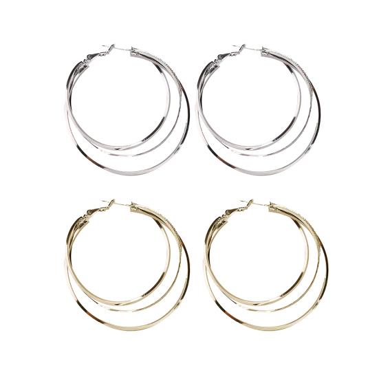 1 Pair Women Earrings Multi-layer Exaggerated Shiny High Polished Temperament Ear Decoration Jewelry Round Large Hoop Earrings Women Gift