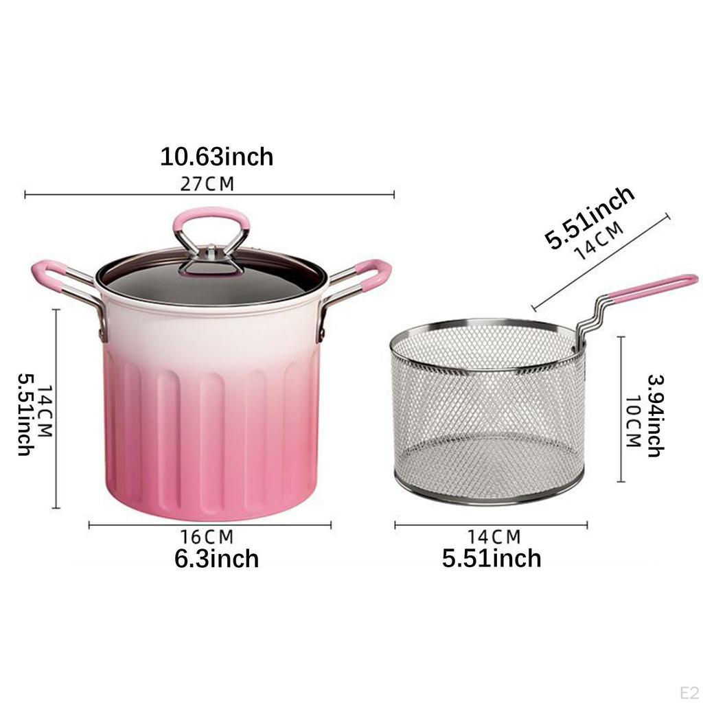 Маленькая кастрюля для фритюра с корзиной для жарки, антипригарная кастрюля для жарки картофеля фри, подогреватель молока