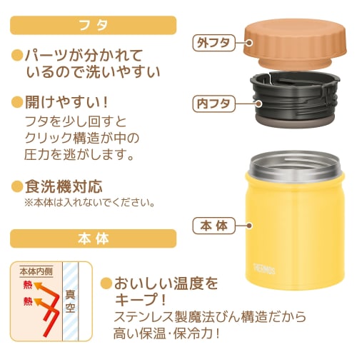 Thermos Термокружка для супа с вакуумной изоляцией 400 мл Желтая JBT-401 Y