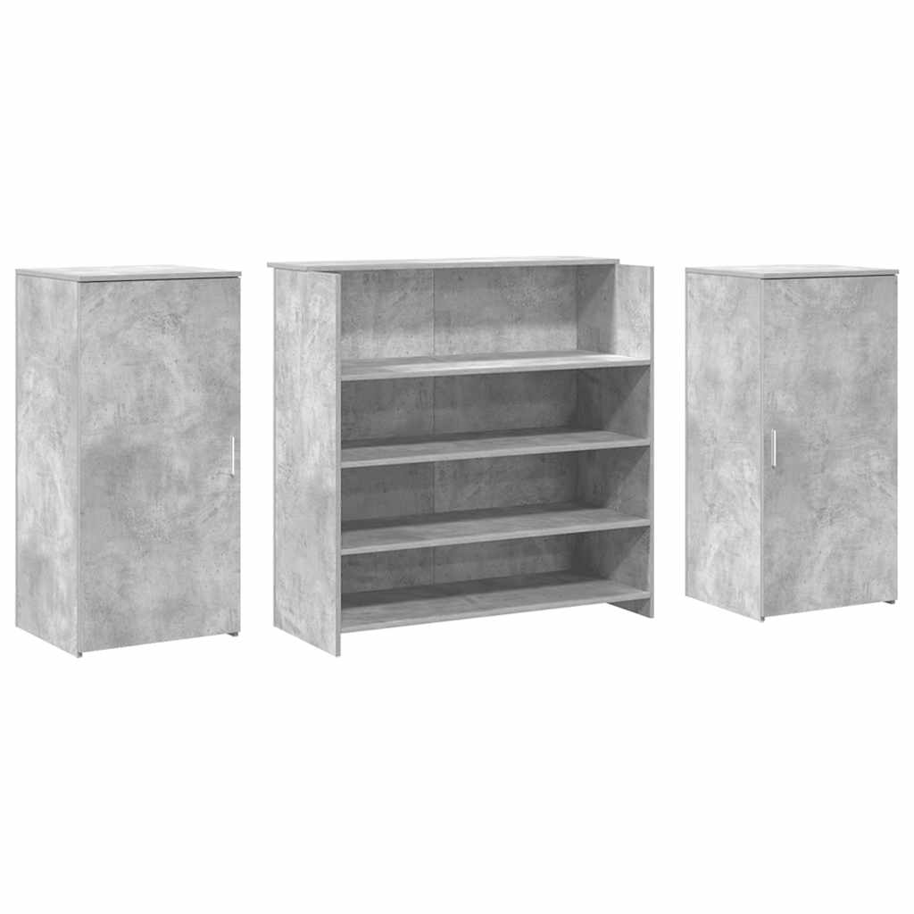 Biurko Recepcyjne Betonowe Szare 200X50X103,5 Cm Drewno Klejone