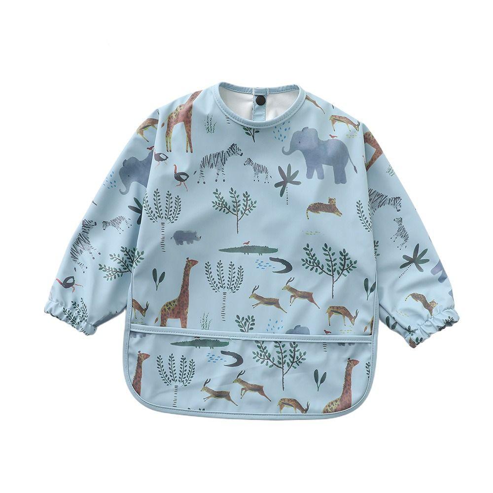 Full Sleeve Mess Proof Baby Bib Machine Washable Baby Smock Soft Full Coverage Apron Baby