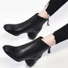 Ankle Boots Leather Winter Women Shoes Square Toe High Heels Designer Shoes 2025 Trend Classic Chunky Pumps Chelsea Botas Mujer