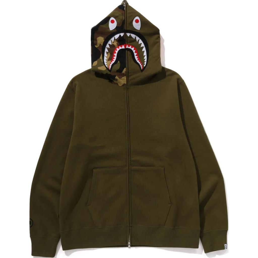 A Bathing Ape shark-pattern hooded zip-up sweatshirt 0ZXSWM115005N