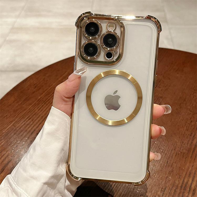 Для Apple 16PRO Четырехугольный противоударный гальванизированный чехол для телефона для IPhone 11/13 Однотонный CD-паттерн Магнитная защитная крышка