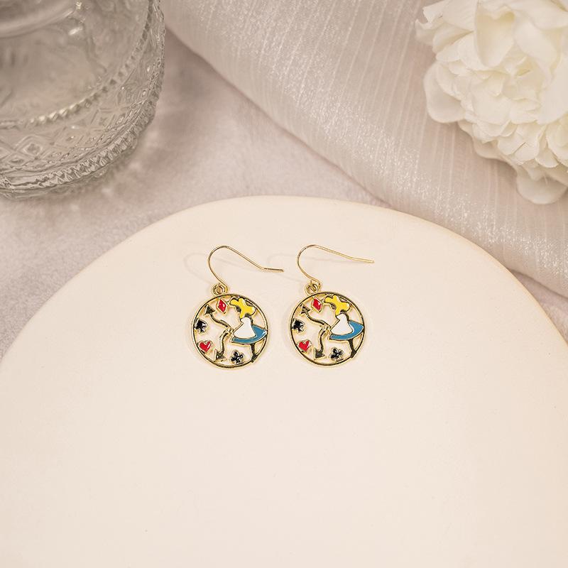 Серьги Сладкий Кролик Алиса Свежий Темперамент, Мультяшные Студенческие Серьги для Девочки