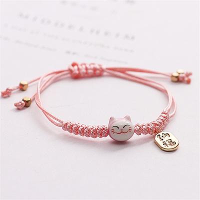 Красочный браслет ручной работы с веревкой Lucky Cat для женщин и девочек, подарки на день рождения, очаровательные браслеты с кисточками, модные браслеты для пар Maneki Neko