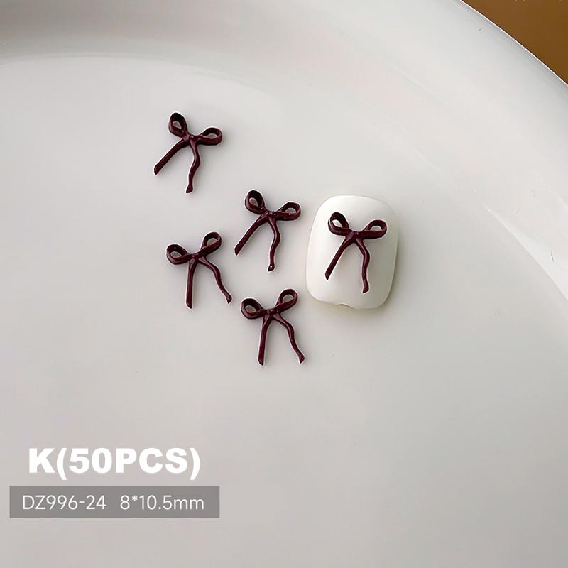 50 Pcs For DIY Manicure And Salon Decoration Soft Mini Bow Shape Nail Art Charms Mix Color 3D Bowknot Resin Accessories