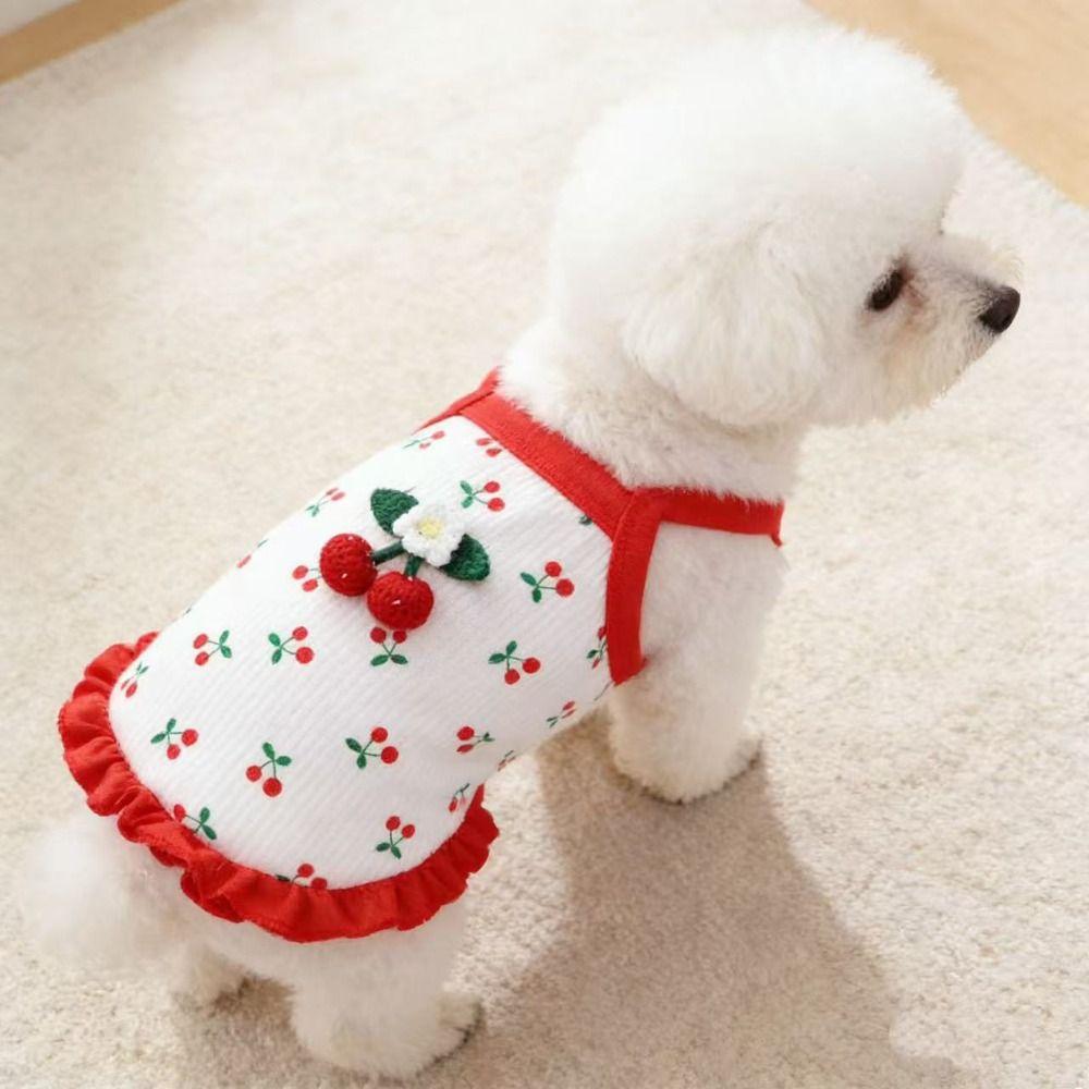 Breathable Cherry Dog Vest Soft Pet Dresses New Dog Clothes Pet Supplies