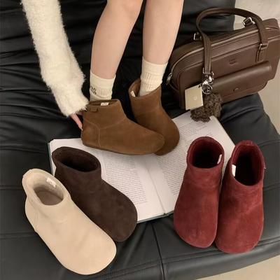 Женские зимние теплые ботинки большого размера на мягкой подошве с увеличением высоты, с мехом, противоскользящие, для снега, плюшевая подкладка, ботильоны, спортивные хлопковые ботинки для улицы