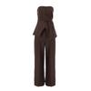 European and American brown tube top wide-leg pants two-piece set women's summer fashion vest set design sense women's clothing