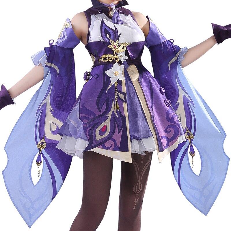 Новый Yuan Shen Keqing, полный комплект волшебной девушки на Хэллоуин, косплей костюм со шляпой
