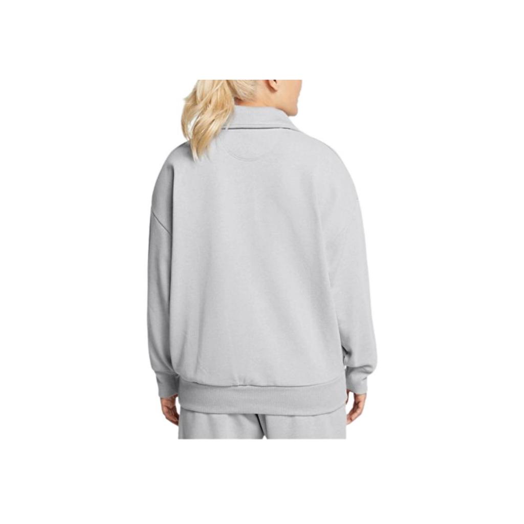 Under Armour Half Zipper Casual Simple Stand Collar Long Sleeve Sweatshirt Women Sweatshirt Gray 1386495-011