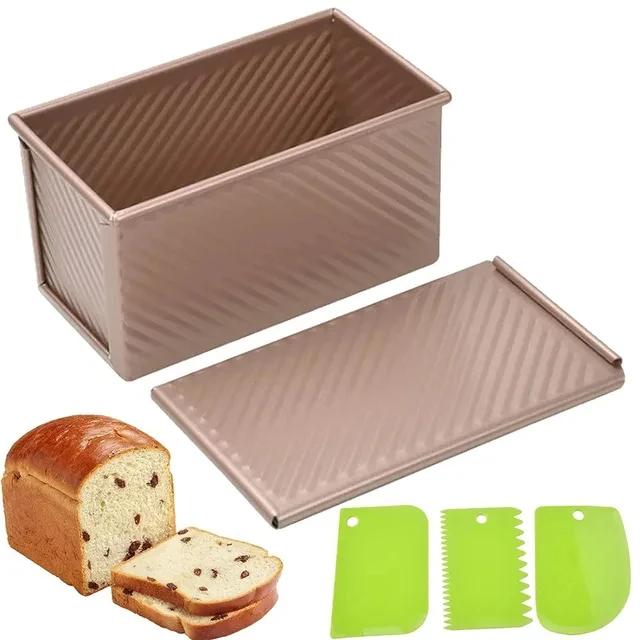 Kitchen Mold Cake Bread Pan with Lid Non-stick Bread Pan Rectangular Aluminized Steel Durable Bread Cake Toast Box Mold