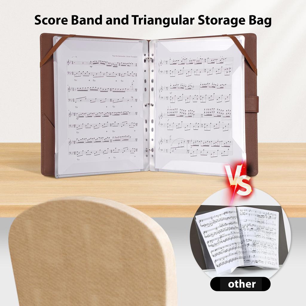 Music Folder 30 Loose Sheets Choral Music Folders with Hand Strap PU Leather for Stage Performance