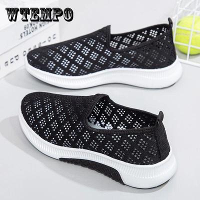 Летняя обувь с сеткой, женская обувь с тканой сеткой, дышащая спортивная обувь для отдыха, нескользящие кроссовки с низким берцем