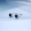 Banyan Tree S925 Silver Black Diamond Geometric Cube Earrings