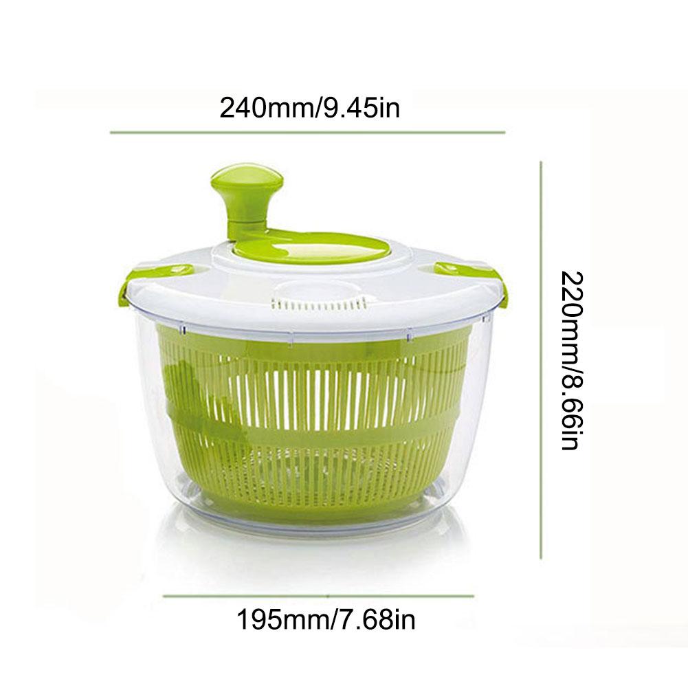 5 L Manual Lettuce Spinner BPA Free Fruit Washer Multi-Use with Secure Lid Lock & Rotary Handle & Bowl for Quick Veggie Prepping