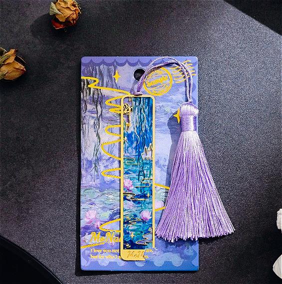 Винтажная металлическая закладка для масляной живописи - Полая закладка с кисточкой из золотой фольги - Подарок для книжных клубов и любителей книг