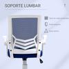 Ergonomic Office Chair Swivel Desk Chair with Adjustable Height Folding Armrest 62.5x55x94-104 cm Blue