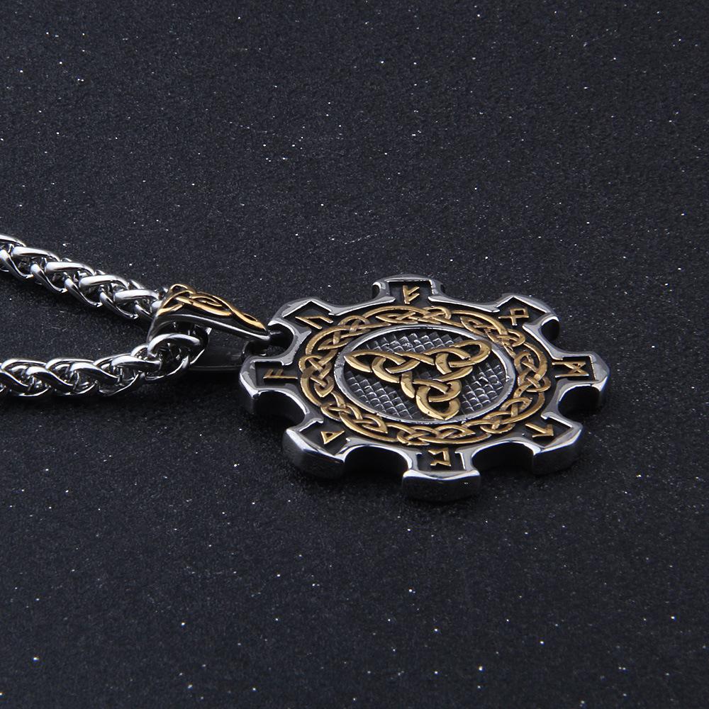 Ожерелья из нержавеющей стали с рунами викингов, мифический треугольник, кулон «Тринити», амулет «Вегвизир», славянские языческие скандинавские украшения