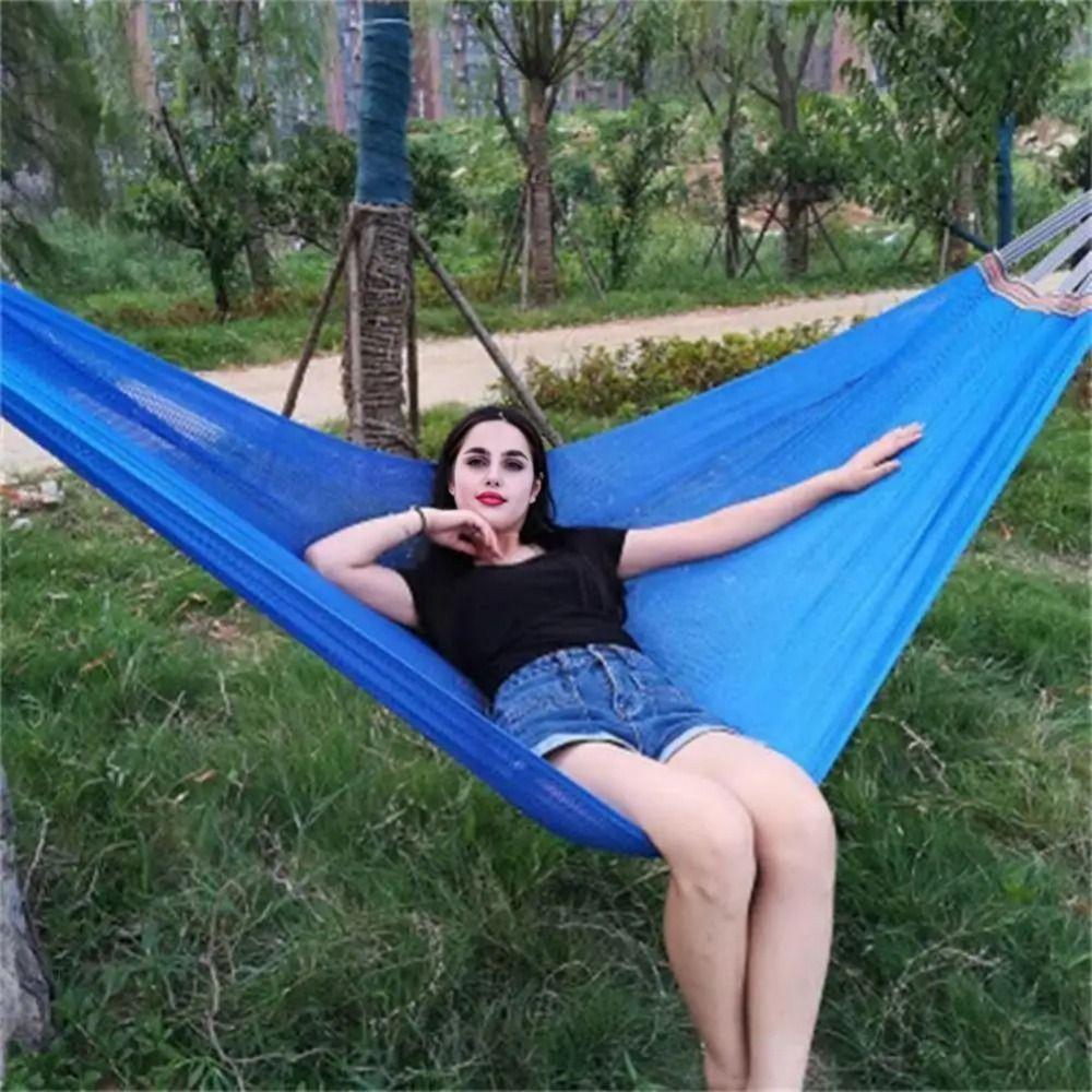 Portable Ice Silk Hanging Bed Cooling Outdoor Camping Swing Sturdy Mesh Hammock Patio