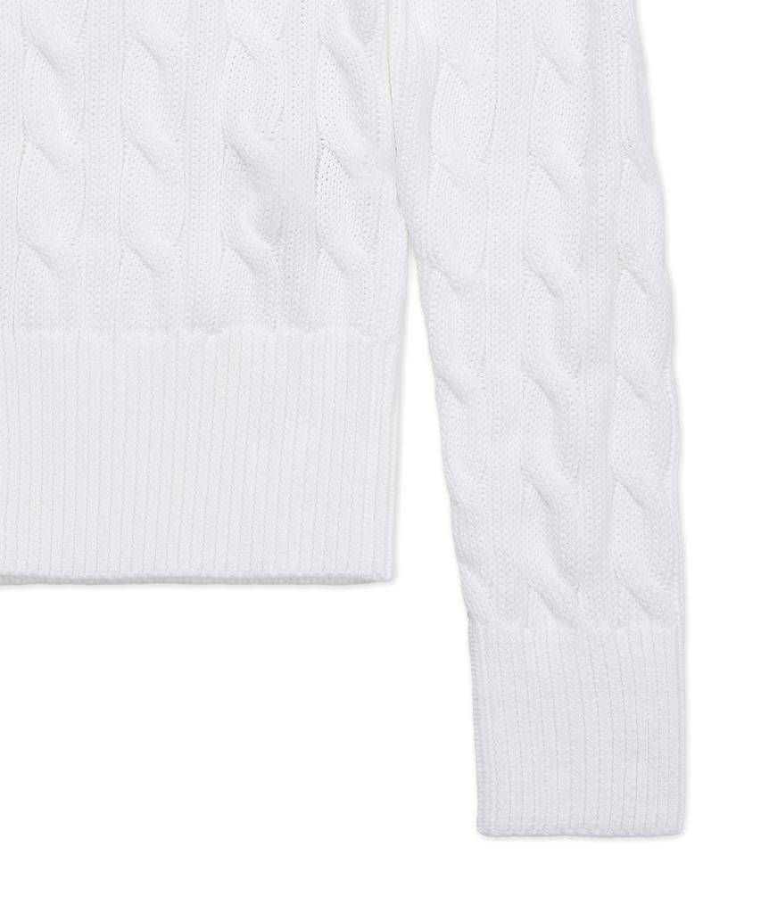 Polo Ralph Lauren Cable Knit Cotton Crew Neck Cardigan - White