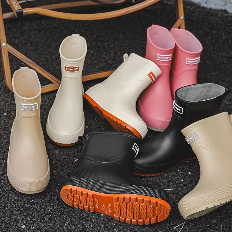 Rain Boots Women Slip-on High Quality Water Boots Waterproof Shoes Women's Rubber Rainboot Garden Galoshes Non-Slip Boots