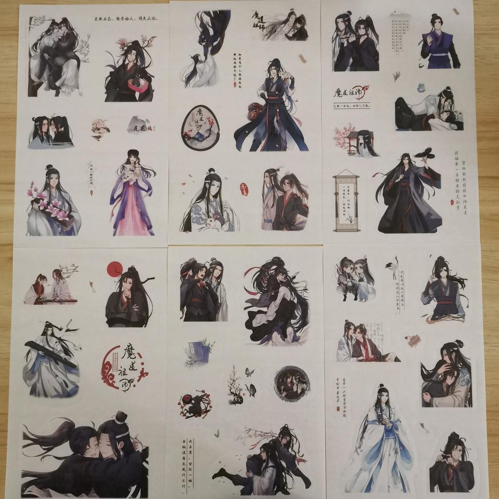 Прозрачные наклейки Cantao Anime Mo Dao Zu Shi, бирки, наклейка для заметок, игрушка, 6 листов