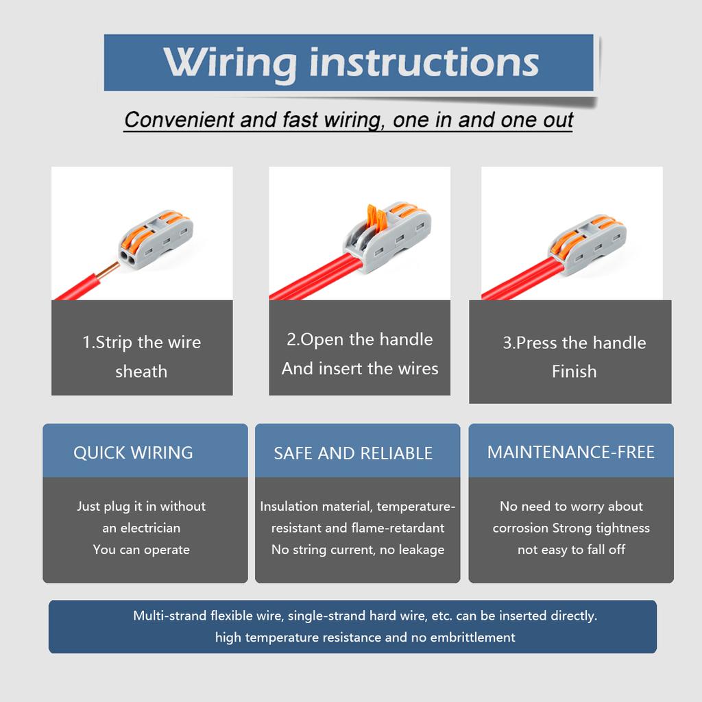 5X 10X Quick Wiring Connector Universal Compact Electric 0.08-4mm² Wire Connectors Conductor Splitter Terminal Blocks PCT-225