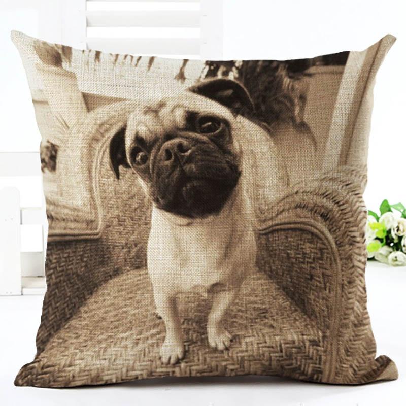 Cute Dog Printing Cushion Cover Cotton Linen Dog Throw Pillow Case For Sofa Decorative Pillowcase Cover Almohada Zt86