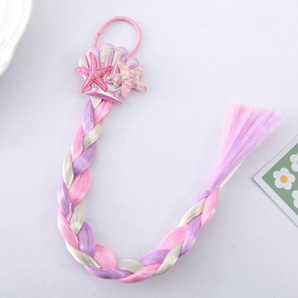 Synthetic Girls Twist Braids Hair Colorful Baby Wig Hairbands Ponytail Toddler