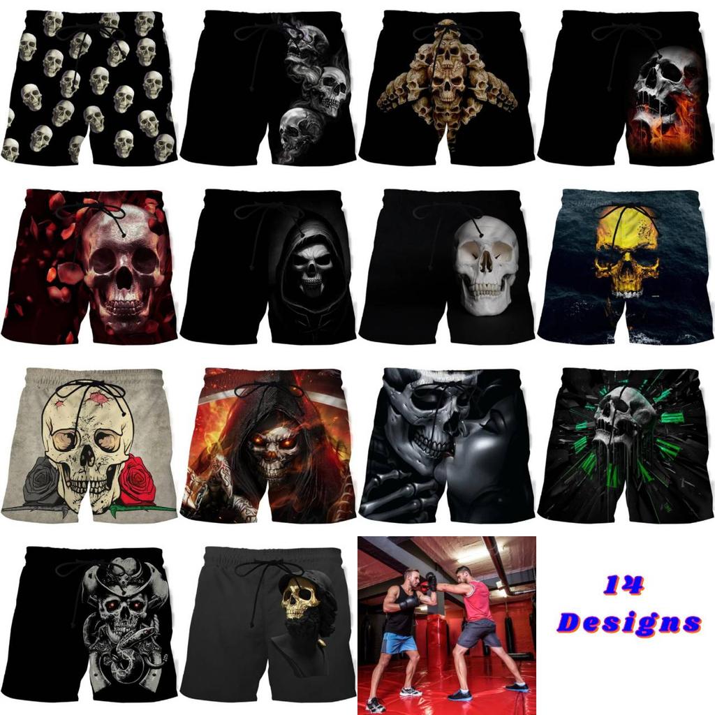 Skull Ghost Horror Skeleton Dark Boxing Shorts Pants 3D Print Fighting Training Unisex Men Women Quick Dry Fitness Gym Sport Workout Casual Streetwear