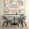 Colorful balloons and gift birthday banner - Durable polyester material, suitable for any celebration or party decoration