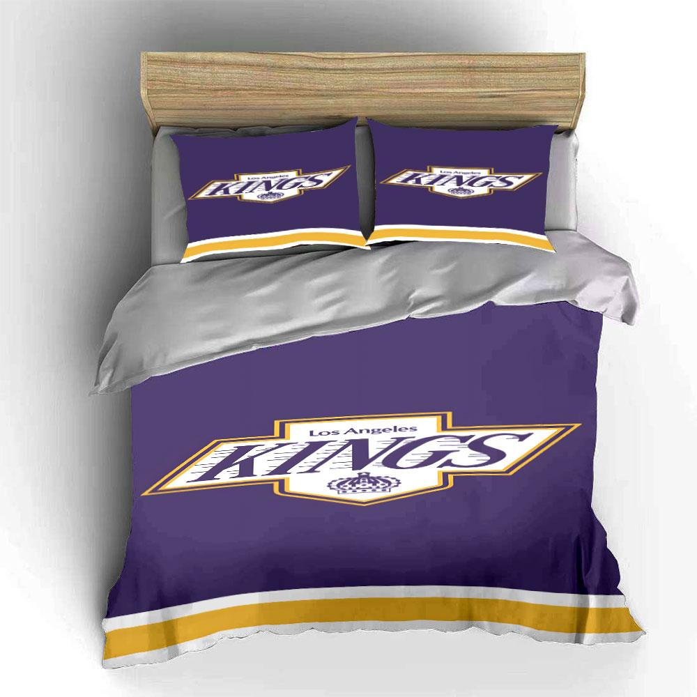 Los Angeles Kings Purple Bedding Design Print Bedding Set Duvet Cover Pillowcases (1* Duvet Cover 2* Pillowcases Do Not Include Comforter)