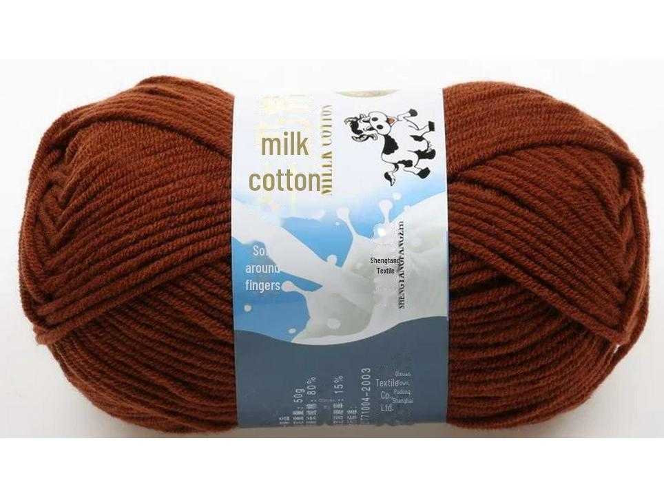 Комплект из 5 нитей детской шерстяной шапки и шарфа из молочной хлопковой пряжи средней толщины, ручная работа