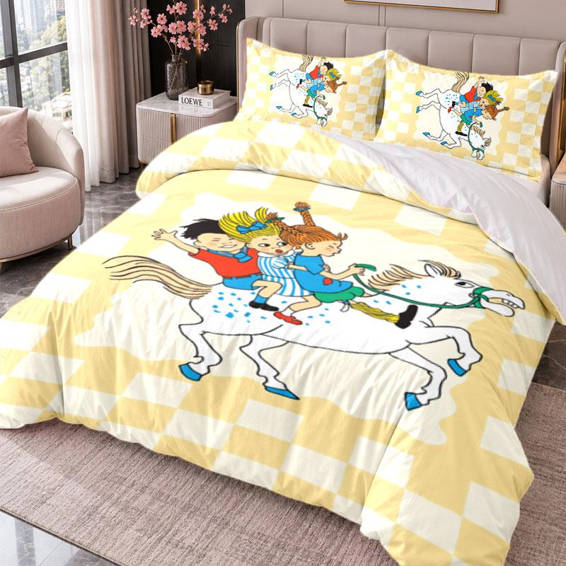 Pippi Longstocking 3Pcs Bedding Set Duvet Cover With Two Pillowcases For Bedroom Home Decoration
