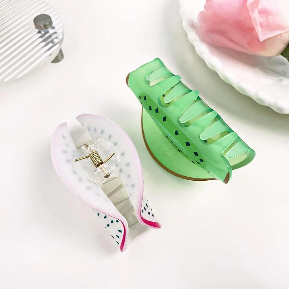 Creative Fruit Shape Hair Claw Clips Beautiful Acrylic Cartoon Fruits Hair Clips Woman Hair Accessories