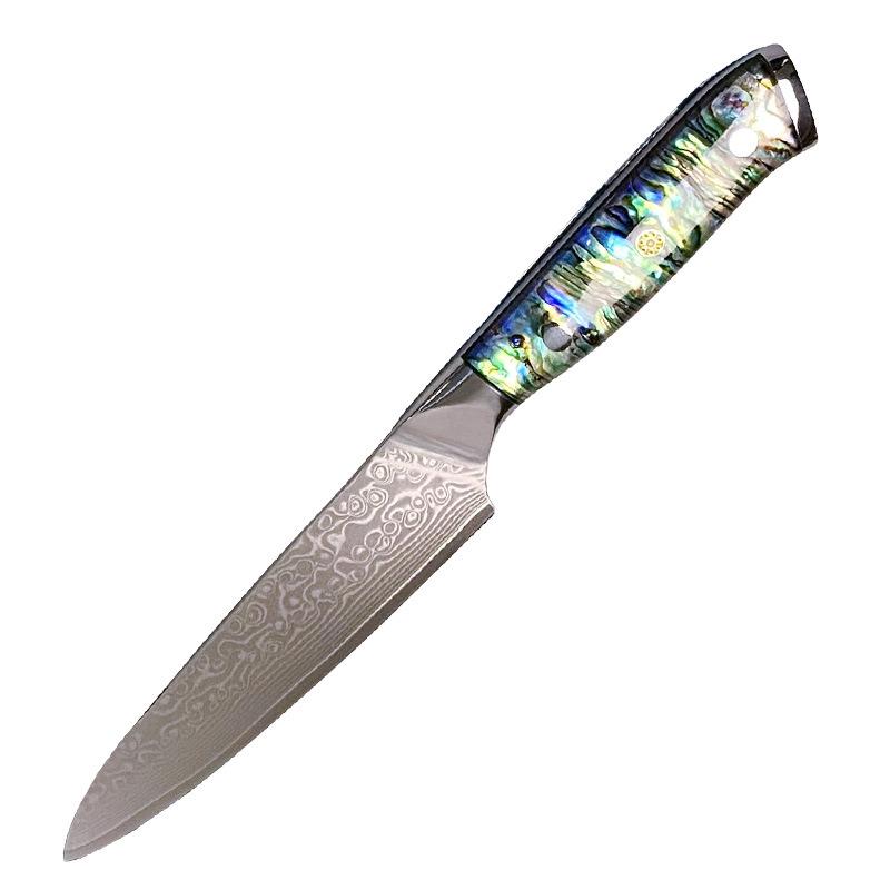 Damascus Steel Chef Knife Set with Self-Sharpening Blades and Shell Pattern Handle
