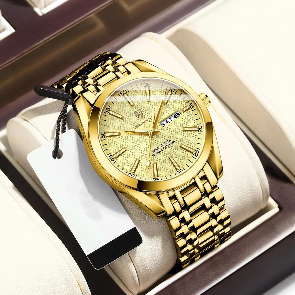 POEDAGAR Роскошные деловые мужские часы для мужчин водонепроницаемые светящиеся из нержавеющей стали дата неделя мужские кварцевые часы