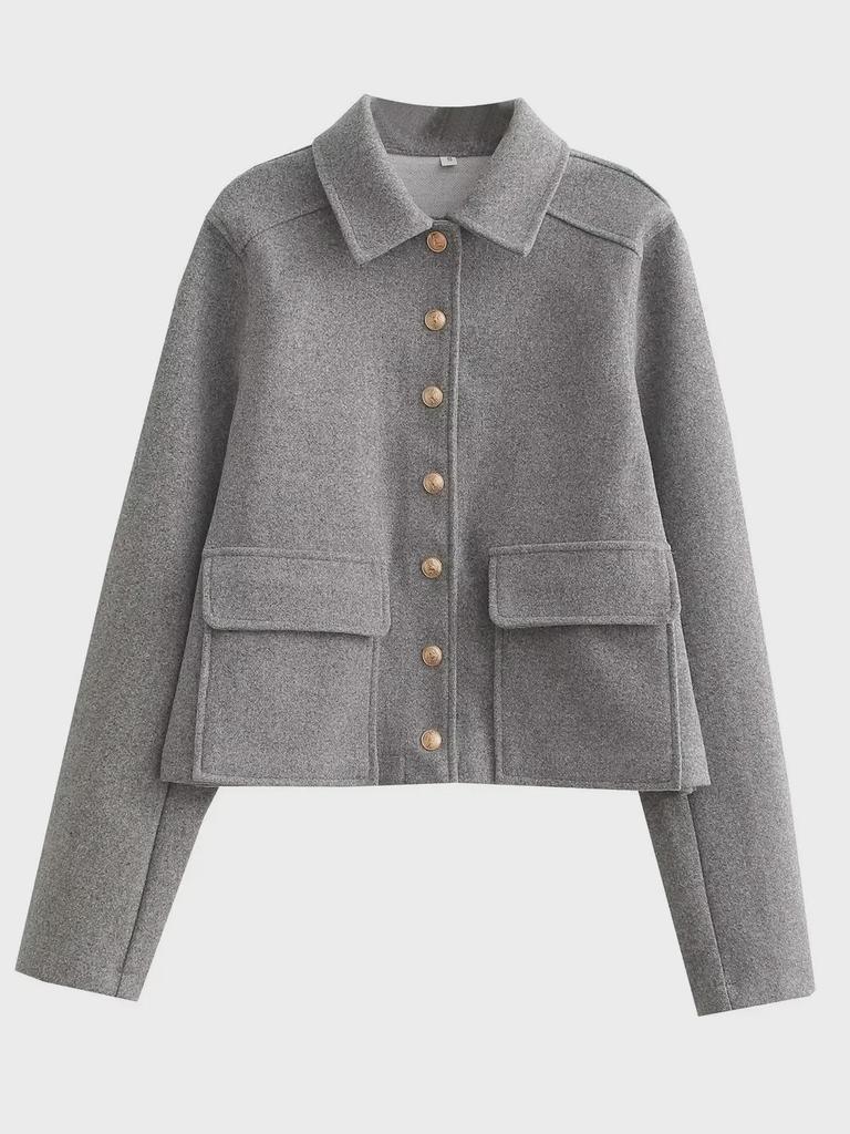 Женский однобортный пиджак с лацканами и отделкой из мягких металлических пуговиц 2023 года, доступен в двух цветах — европейский и американский стиль