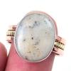 Natural Dendrite Opal Gemstone 925 Sterling Silver TwoTone Gift Ring S.9 L9S96