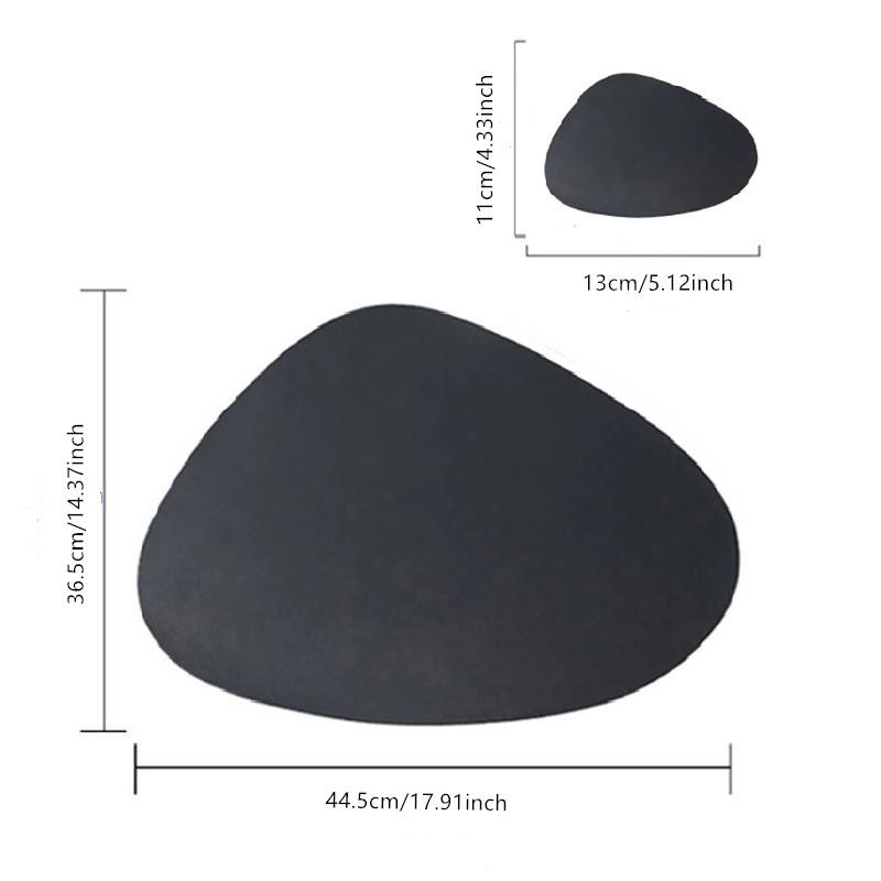 1/4/6 Sets Black Table Placemats and Coasters Oval Shaped Table Mats Pad Kitchen Accessories Place Mat for Indoor Outdoor