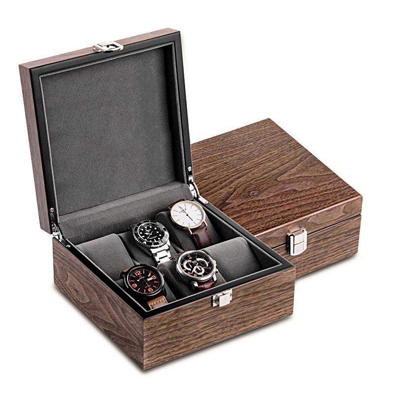 Walnut Wood Watch and Jewelry Organizer Box - Storage for Wristwatches, Bracelets, and More