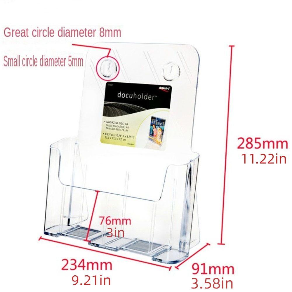 Multifunction A4 Size Brochure Holder Plastic Non-slip Filing Magazine Rack Modern Style Clear Flyer Display Stand Bookcase