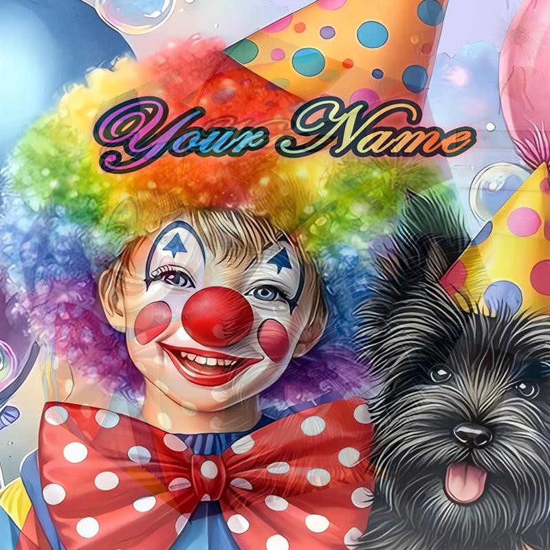 1PC Custom Name Clown Pup Party Fun Automatic Folding Umbrella Compact Travel Umbrella for Men & Women, Ideal Gift for Christmas, Birthdays, Halloween