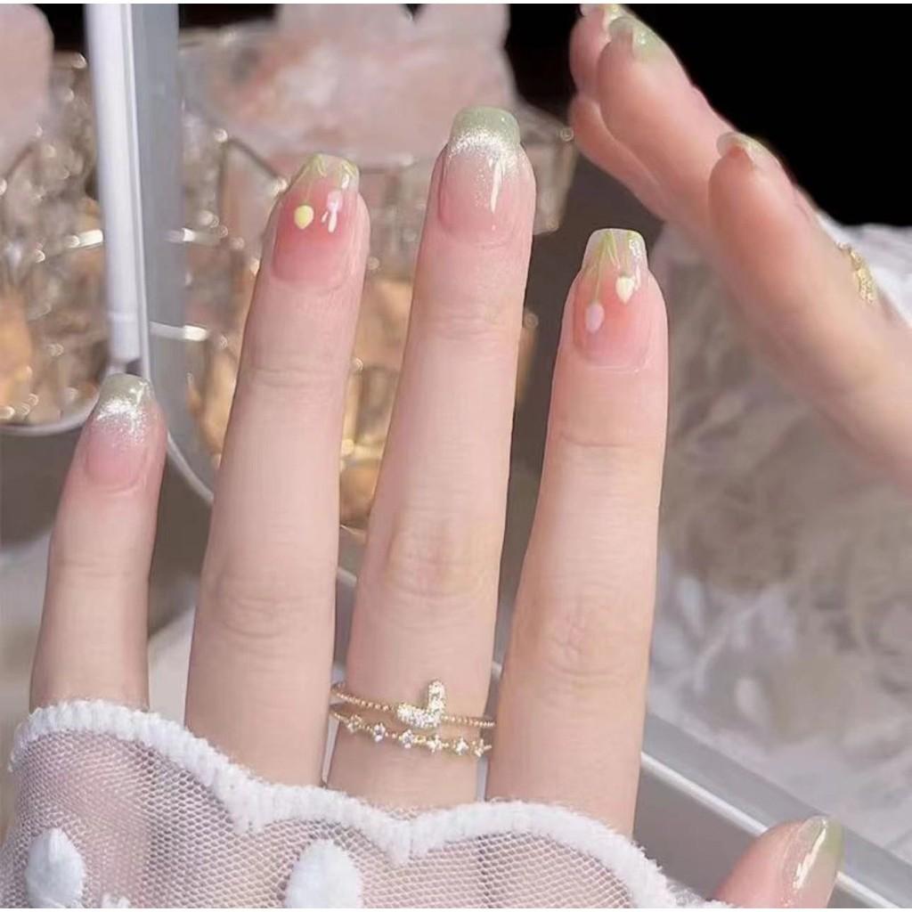 Hand-painted Floral Blush False Nails For Cute And Elegant Look