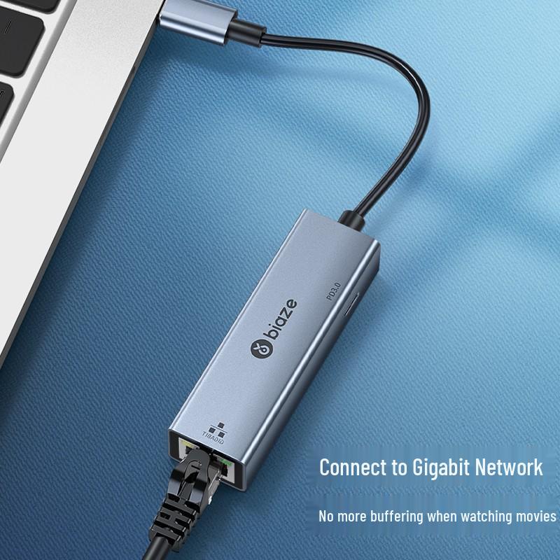 Biaze USB-C to Gigabit Ethernet Adapter with PD Charging Expansion Hub