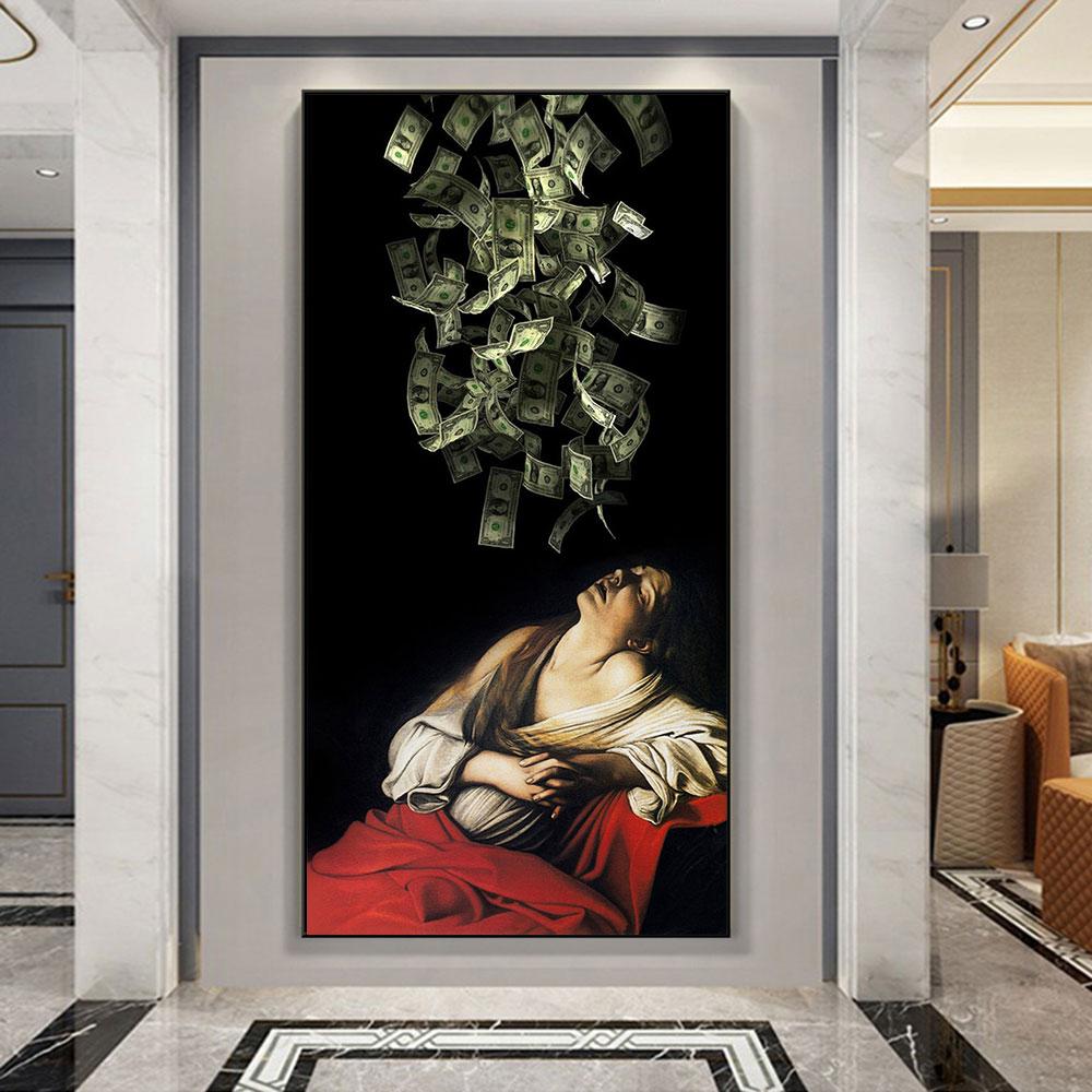 Экстаз Мадлен Караваджо печатает плакаты на холсте, настенное искусство, забавное изображение денег для гостиной, домашний декор