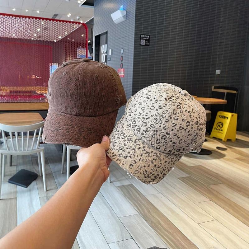 Distressed Leopard Print Wide Brim Unisex Baseball Cap For Men Women